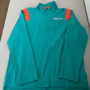 Nike Miami Dolphins NFL Quarter Zip Pullover Jacket Teal Orange Men's M